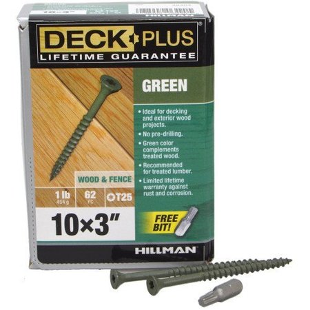 Hillman Deck Screw, #10 x 3 in, Steel, Flat Head, Torx Drive 48404